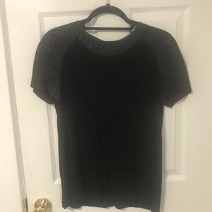 Maje Black Leather Sleeve Shirt